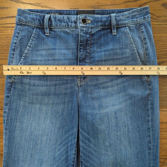 White House Black Market Blue Denim Jeans Sz 10 Wide Leg Extra High-Rise Soft - Picture 10 of 14